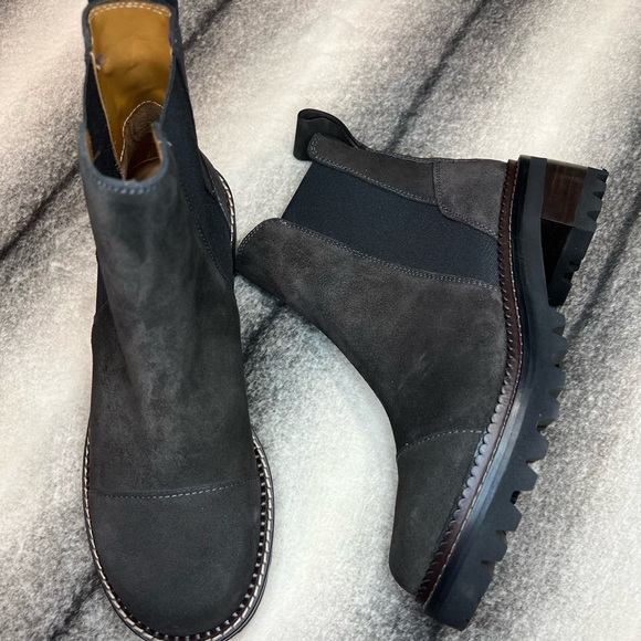 Women's Gray Suede Ankle Boots - Picture 1 of 16